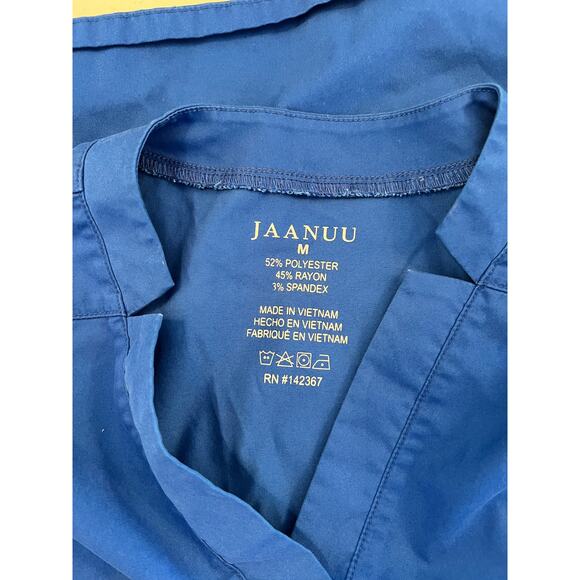 Jaanuu Woman’s Top V-neck Blue Scrub Top Only 2 Pockets Size Medium - Picture 3 of 8